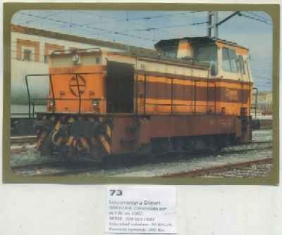 POSTAL DE TRENES Nº 73. LOCOMOTORA DIESEL 309-019-8. CONST. POR M.T.M. EN 1987