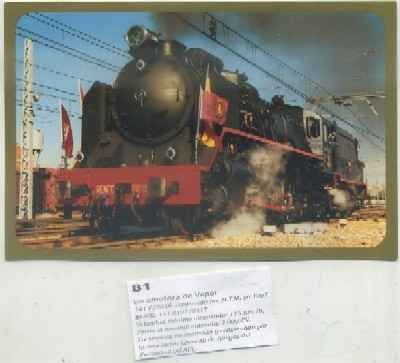 POSTAL DE TRENES Nº 81. LOC. VAPOR 141 F / 2346. CONST. POR M.T.M. EN 1957