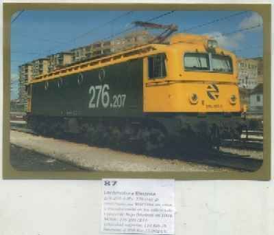 POSTAL DE TRENES Nº 87. LOC. ELECTRICA 276-207. CONST. POR MACOSA EN 1958