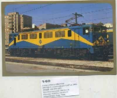 POSTAL DE TRENES Nº 140. LOC. ELECTRICA 269-202-8. CONST. POR CAF EN 1980