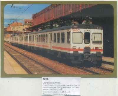 POSTAL DE TRENES Nº 94. UNIDAD ELECTRICA 9-440-048-7. CONST. POR CAF Y MACOSA 1975 96
