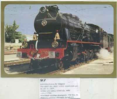 POSTAL DE TRENES Nº 97. LOC. VAPOR 241-2001. CONST. POR M.T.M. EN 1927