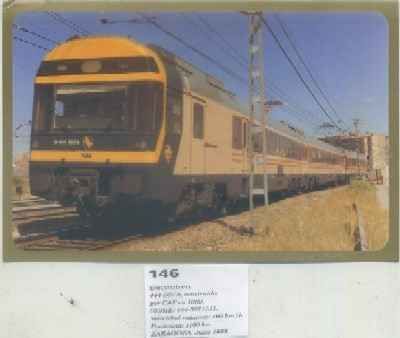 POSTAL DE TRENES Nº 146. ELECTROTREN 444-507-8. CONST. POR CAF EN 1989. ZARAGOZA 1989