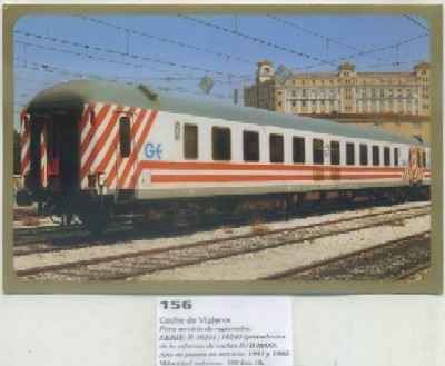 POSTAL DE TRENES Nº 156. COCHE DE VIAJEROS. SERIE B-16201 / 16240. SERVICIO REGIONALES
