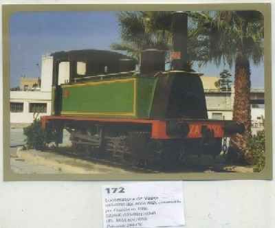 POSTAL DE TRENES Nº 172. LOC. VAPOR 020-0232. CONST. POR COUILLET EN 1885