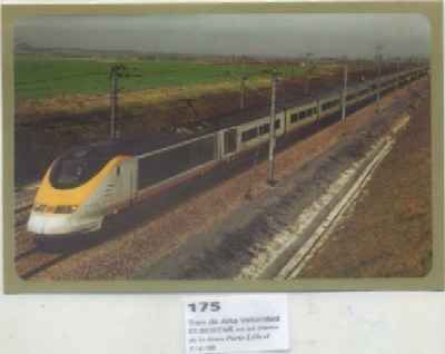 POSTAL DE TRENES Nº 175. TREN DE ALTA VELOCIDAD EUROSTAR. LINEA PARIS-LILLE