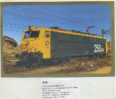 POSTAL DE TRENES Nº 14. LOC. ELECTRICA 250-016-3. CONST. POR CAF EN 1983