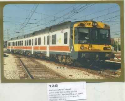 POSTAL DE TRENES Nº 128. AUTOMOTOR DIESEL 2301.592.201-4. RECONST. POR MIRO REIG EN 1992