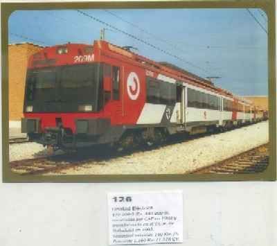 POSTAL DE TRENES Nº 126. UNIDAD ELECTRICA 470-209-5. CONST. POR CAF EN 1983