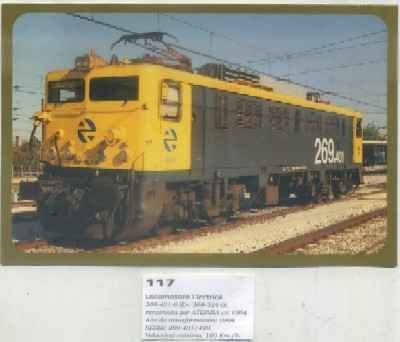 POSTAL DE TRENES Nº 117. LOC. ELECTRICA 269-401-6. CONST. POR ATEINSA EN 1984
