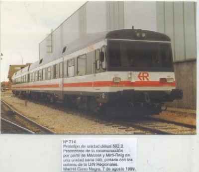 POSTAL DE TRENES Nº 714. PROTOTIPO DE UNIDAD DIESEL 592.2. CONST. POR MACOSA Y MIRO-REIG
