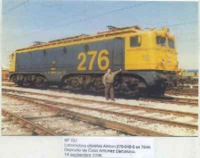 POSTAL DE TRENES Nº 707. LOC. ELECTRICA ALSTOM 276-048-6. DEPOSITO DE CASA ANTUNEZ BARCELONA