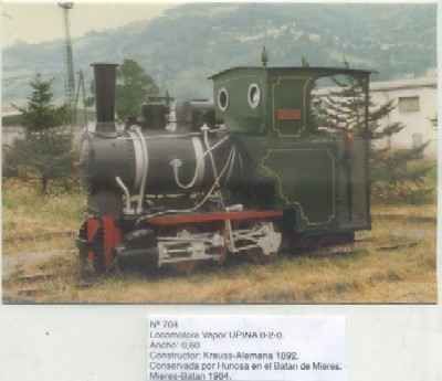 POSTAL DE TRENES Nº 704. LOC. VAPOR UPINA 0-2-0. CONST. KRAUSS-ALEMANA 1892. MIERES-BATAN 1984