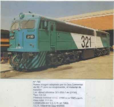 POSTAL DE TRENES Nº 785. LOC. DIESEL 321-050-7. TIPO CÓ CÓ. CONST. POR S.E.C.N. EN 1966