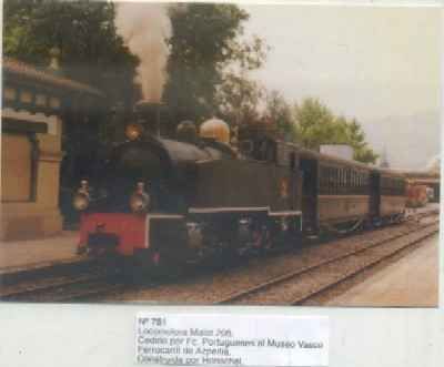 POSTAL DE TRENES Nº 781. LOC. MALET 205. CEDIDA POR FC PORTUGUESES AL MUSEO VASCO