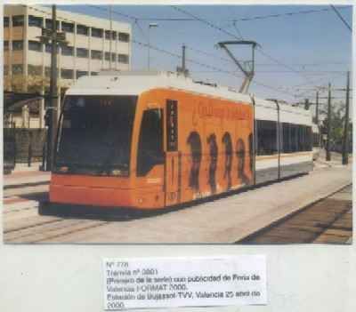 POSTAL DE TRENES Nº 778. TRANVIA Nº 3801. ESTACION DE BUJASSOT-TVV. VALENCIA 2000