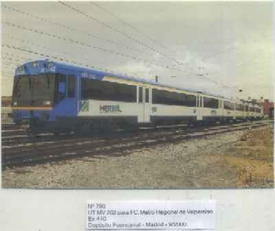 POSTAL DE TRENES Nº 790. UT MV 202 PARA FC METRO REGIONAL DE VALPARAISO. MADRID 2000
