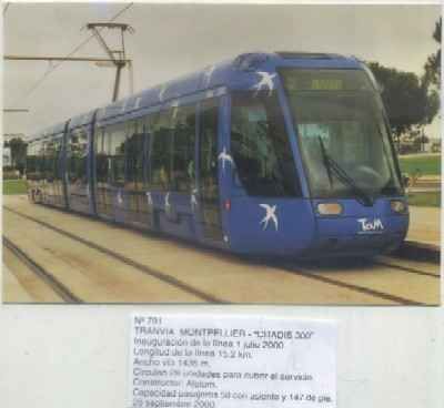 POSTAL DE TRENES Nº 791. TRANVIA MONTPELLIER -CITADIS 300- CONST. ALSTROM. AÑO 2000