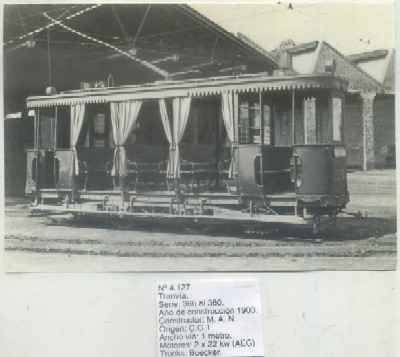 POSTAL DE TRENES Nº 4127. TRANVIA SERIE 366 AL 380. AÑO DE CONST. 1903. CONST. M.A.N.