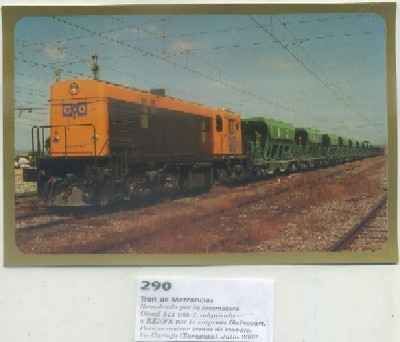 POSTAL DE TRENES Nº 290. TREN DE MERCANCIAS Y LOC. DIESEL 313-045-7. EMPRESA GUINOVART