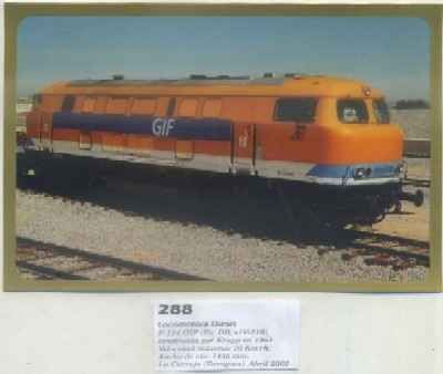 POSTAL DE TRENES Nº 288. LOC. DIESEL P-114 GIF. CONST. POR KRUPP EN 1963. LA CARTUJA 2002