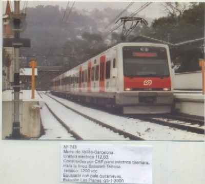 POSTAL DE TRENES Nº 743. METRO DE VALLES-BARCELONA. UNIDAD ELECT. 112.60. CONST. CAF