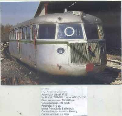 POSTAL DE TRENES Nº 765. FC. ANDORRA-ESCATRON. AUTOMOTOR DIESEL 9152. CONST. EN 1937