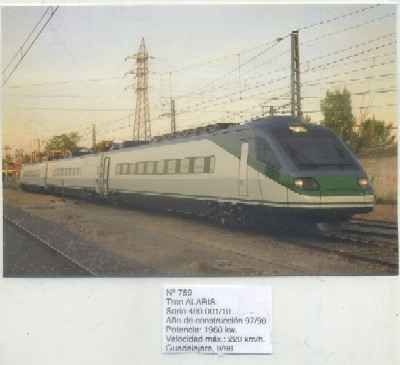 POSTAL DE TRENES Nº 759. TREN ALARIS. SERIE 490.001/10. AÑO DE CONST. 1997. EST. GUADALAJARA