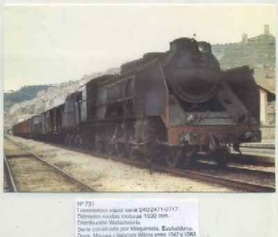POSTAL DE TRENES Nº 731. LOC. VAPOR SERIE 240/2471-2717. DISTRIBUCION WALSCHAERTS
