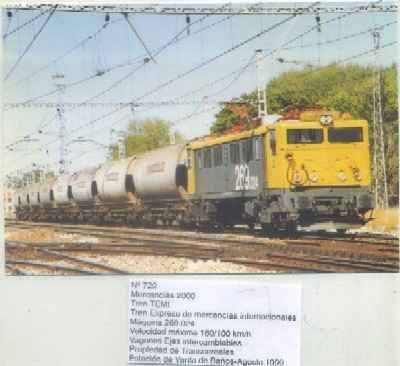 POSTAL DE TRENES Nº 729. MERCANCIAS 2000. TREN TEMI. ESTACION VENTA DE BAÑOS 1999