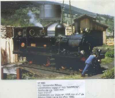 POSTAL DE TRENES Nº 680. F.C. SANTANDER-BILBAO. LOC. VAPOR Nº 103 -MARRON-. CONST. EN 1896