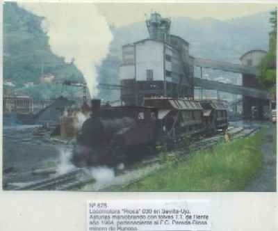 POSTAL DE TRENES Nº 675. LOC. -RIOSA- 030. EN SEVILLA-UJO. F.C. PEREDA-RIOSA. HUNOSA