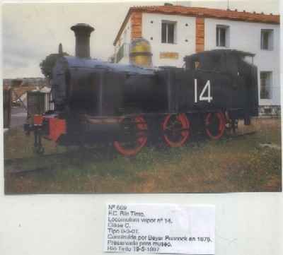POSTAL DE TRENES Nº 669. F.C. RIO TINTO. LOC. VAPOR Nº 14 CLASE C. CONST. BEYER PEACOCK 1875