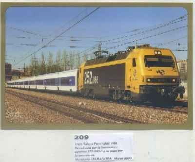 POSTAL DE TRENES Nº 209. TREN TALGO PENDULAR 200. LOC. ELECT. 252-066-6. MIRAFLORES 2000