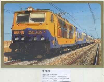 POSTAL DE TRENES Nº 210. TREN DE VIAJEROS. LOC. ELECT. 250-015-5. CONST. POR CAF EN 1983