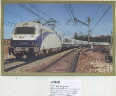 POSTAL DE TRENES Nº 245. TREN DE VIAJEROS. LOC. ELECTRICA 252-038-5. GRANDES LINEAS
