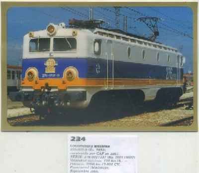 POSTAL DE TRENES Nº 234. LOC. ELECTRICA 276-052-8. CONST. POR CAF EN 1957. FUENCARRAL