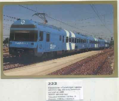 POSTAL DE TRENES Nº 222. ELECTROTREN. -CATALUNYA EXPRES-. CONST. POR CAF EN 1989