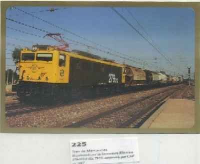 POSTAL DE TRENES Nº 225. TREN DE MERCANCIAS. LOC. ELECTRICA 279-012-9. CONST. CAF 1967