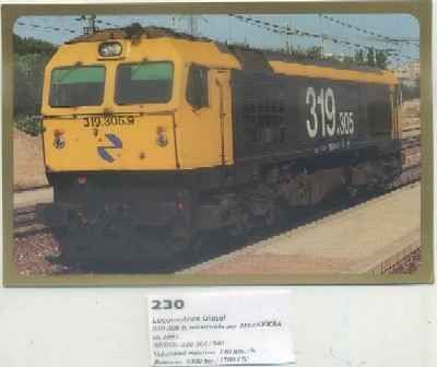 POSTAL DE TRENES Nº 230. LOC. DIESEL 319-305-9. CONST. POR MEINFESA EN 1991