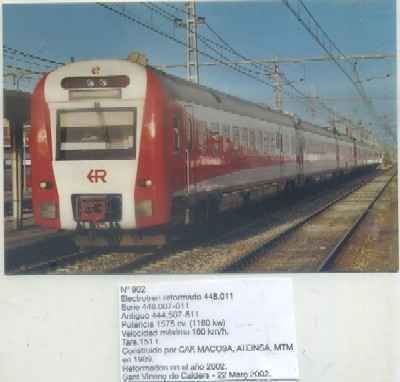 POSTAL DE TRENES Nº 902. ELECTROTREN 448.011. CONST. MACOSA, CAF, ATEINSA Y MTM EN 1989