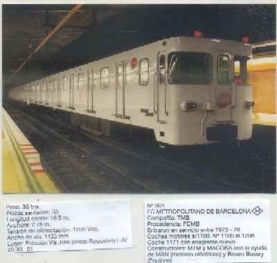 POSTAL DE TRENES Nº 901. FC METROPOLITANO DE BARCELONA. CONST. MTM Y MACOSA