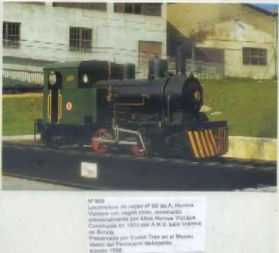 POSTAL DE TRENES Nº 909. LOC. VAPOR Nº 60 DE A. HORNOS. CONST. EN 1953 POR A.H.V.