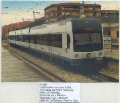 POSTAL DE TRENES Nº 907. UNIDAD ELECTRICA 3600. REFORMADA POR F.G.V. VALENCIA