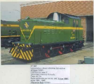 POSTAL DE TRENES Nº 887. LOC. DIESEL ELECT. 303-201-8. SERIE CONST. OR MTM. SW, SULZER, BBC