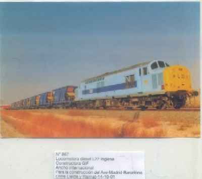 POSTAL DE TRENES Nº 867. LOC. DIESEL L 22 INGLESA. CONST. GIF. LINEA MADRID-BARCELONA
