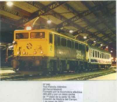 POSTAL DE TRENES Nº 846. TREN ESTRELLA ATLANTICO. LOC. ELECT. 269.420. MEDINA DEL CAMPO