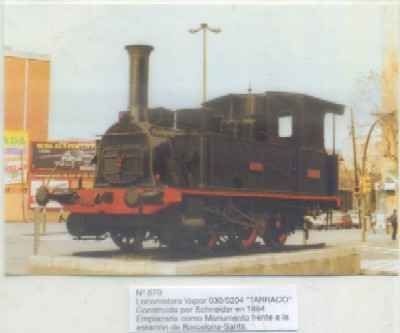 POSTAL DE TRENES Nº 879. LOC. VAPOR TARRACO. CONST. POR SCHNEIDER EN 1964