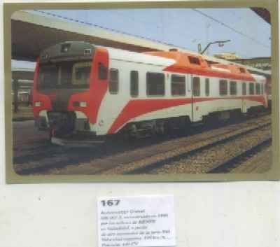 POSTAL DE TRENES Nº 167. AUTOMOTOR DIESEL 596-007-5. TALLERES DE RENFE DE VALLADOLID