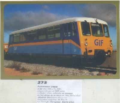 POSTAL DE TRENES Nº 273. AUTOMOTOR DIESEL. A 22. ADQUIRIDO POR GIF